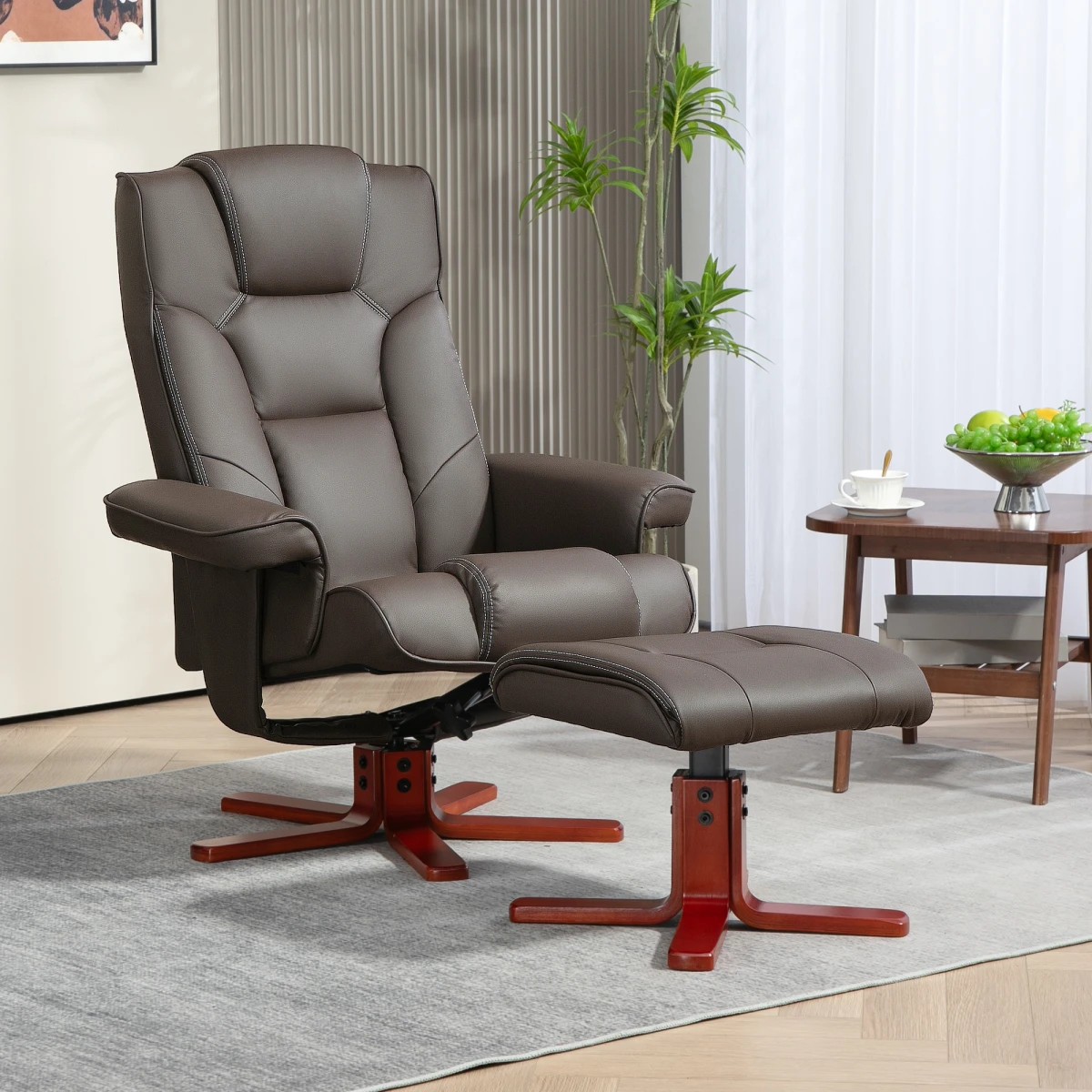 HOMCOM HOMCOM Reclining Armchair With Footstool For Living Room - Recliner