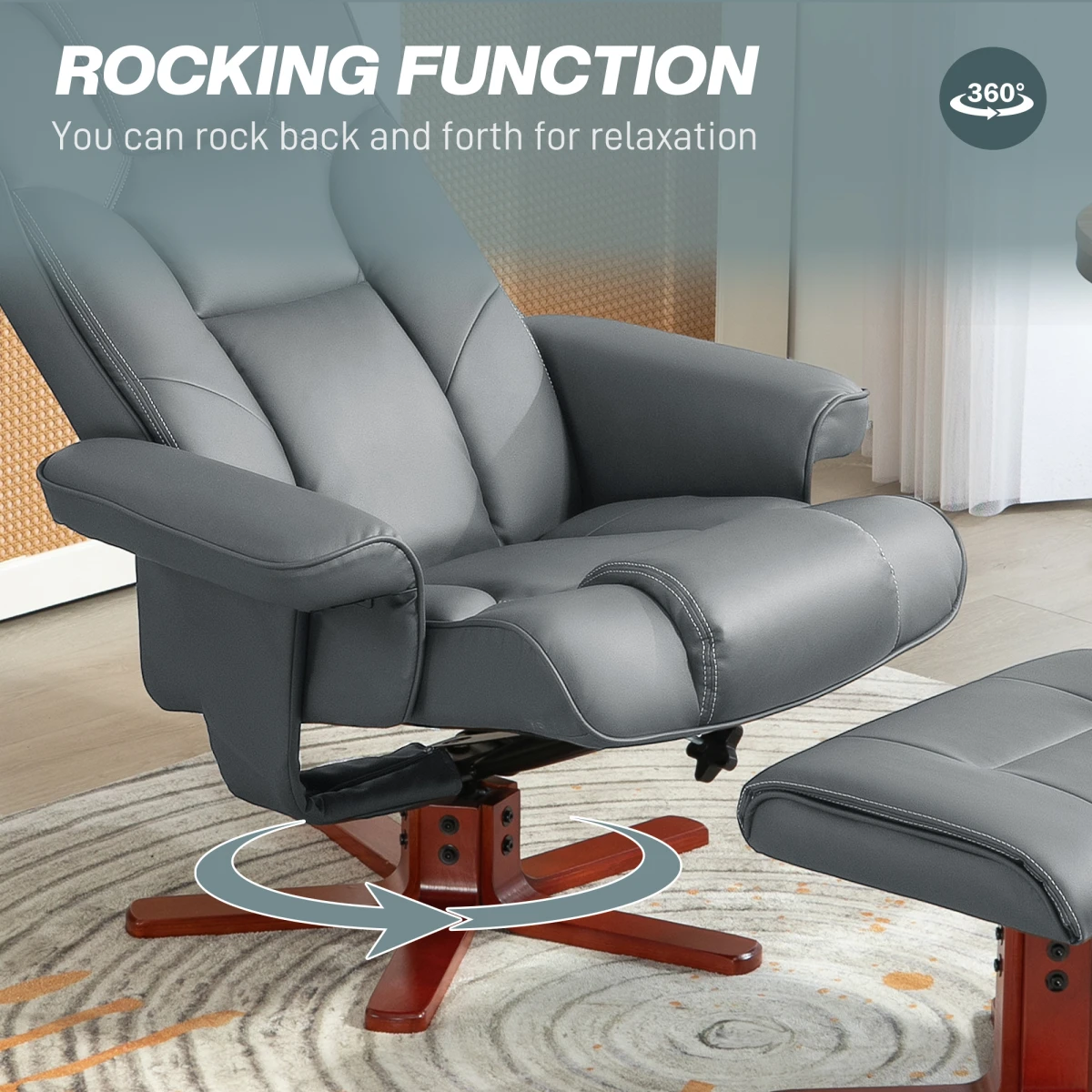 HOMCOM HOMCOM Reclining Armchair With Footstool For Living Room - Recliner