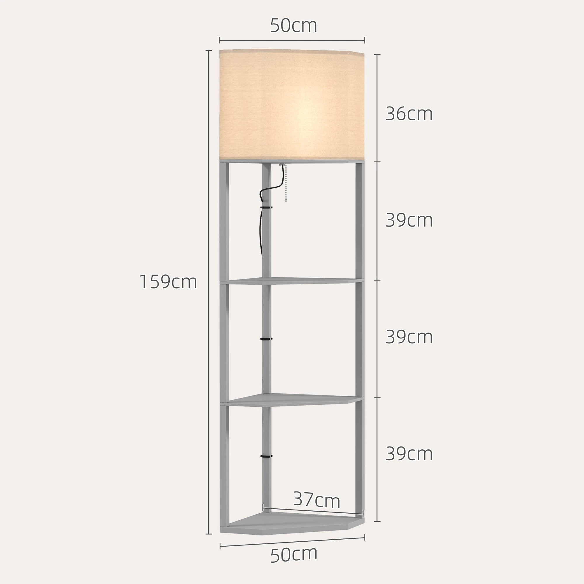 HOMCOM Corner Floor Lamp with Shelves for Living Room Use by HOMCOM