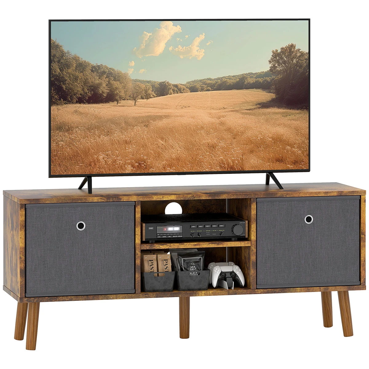 HOMCOM HOMCOM TV Cabinet With Removable Fabric Drawers Bedroom - TV Unit