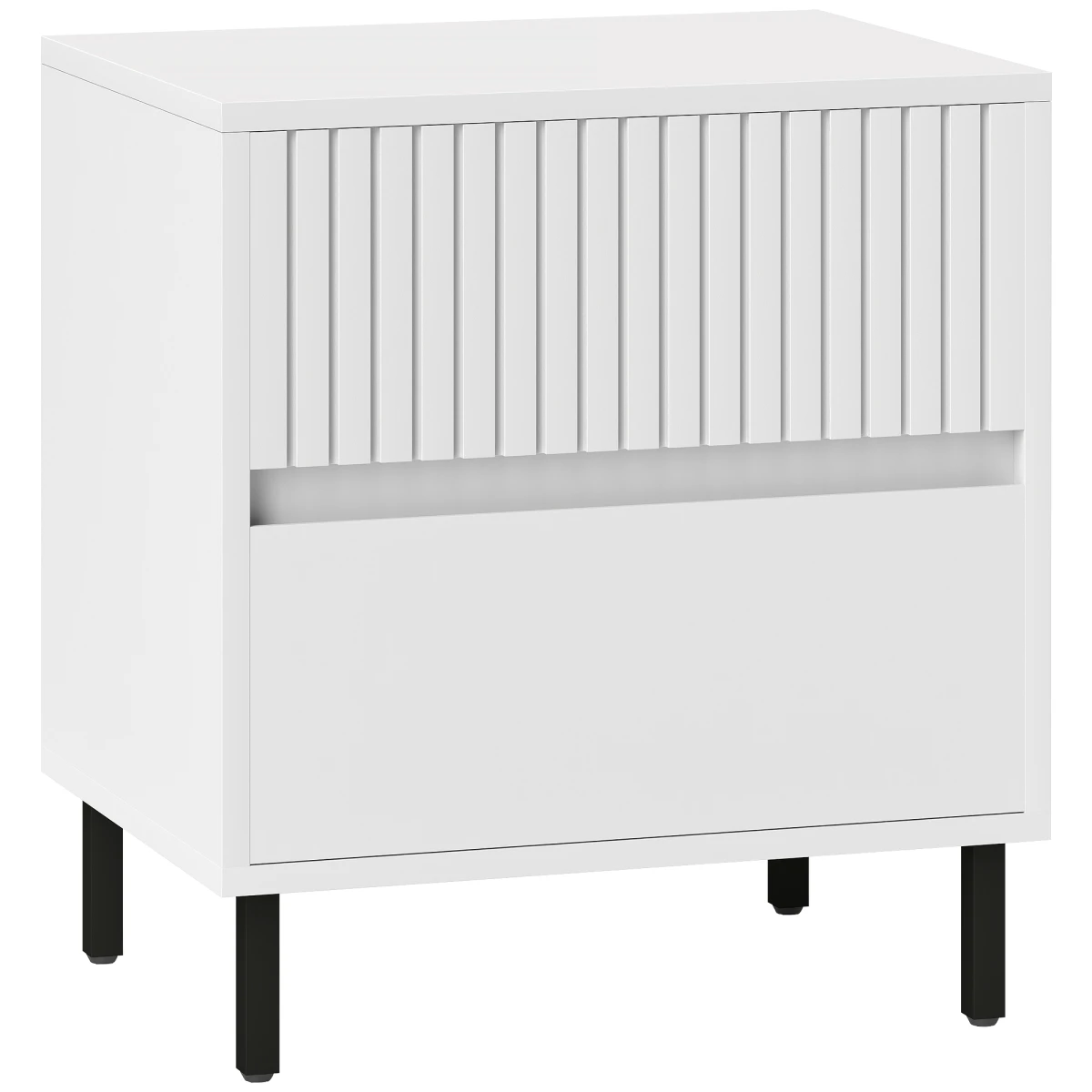 HOMCOM Bedside Table 2-Drawers Steel Legs Bedroom - Bedside Table
