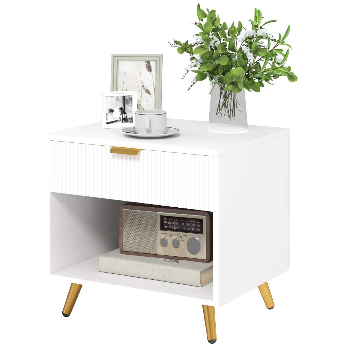 HOMCOM Side Table Small Drawer Nightstand by HOMCOM
