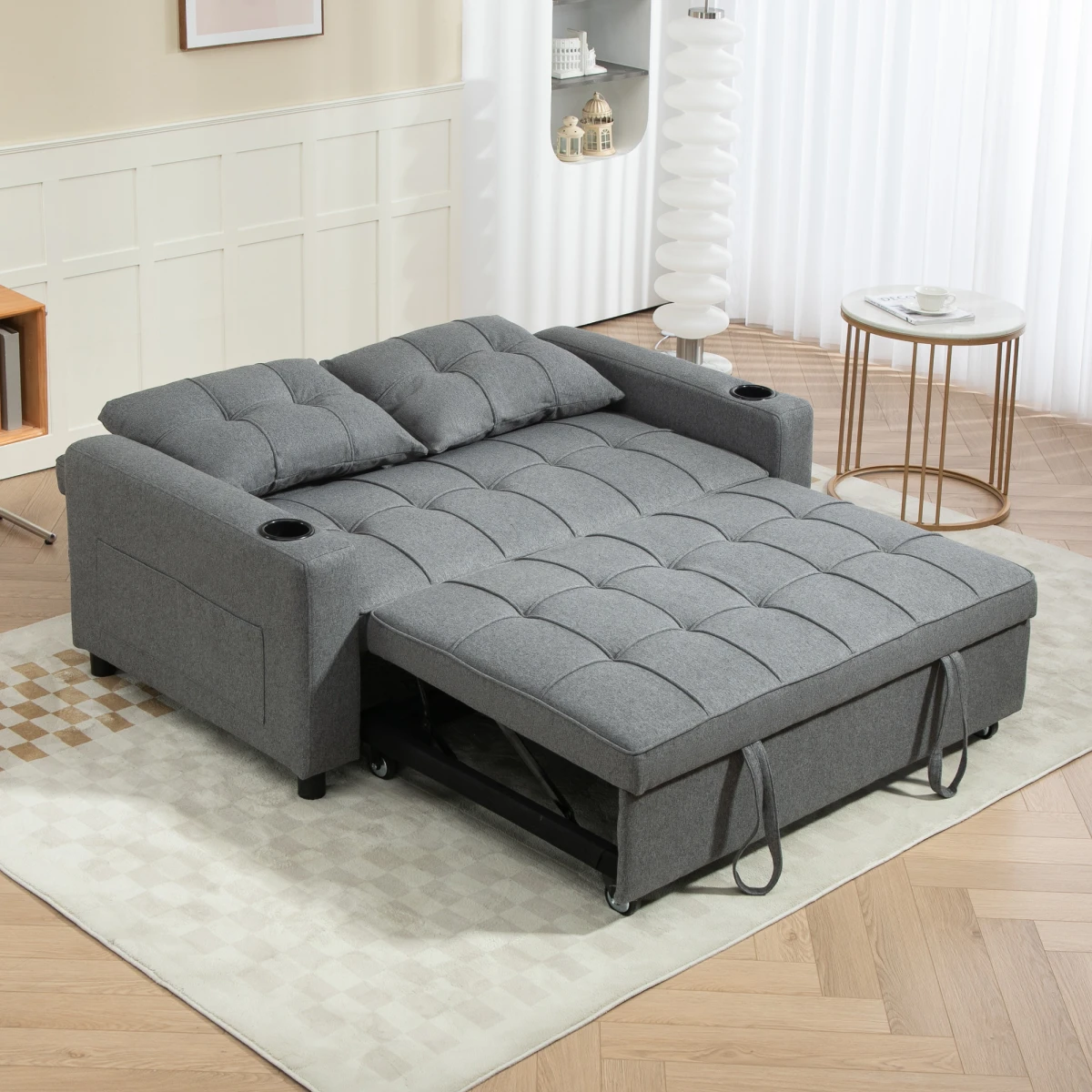 HOMCOM Two Seater Sofa Bed With Pockets For Living Room by HOMCOM