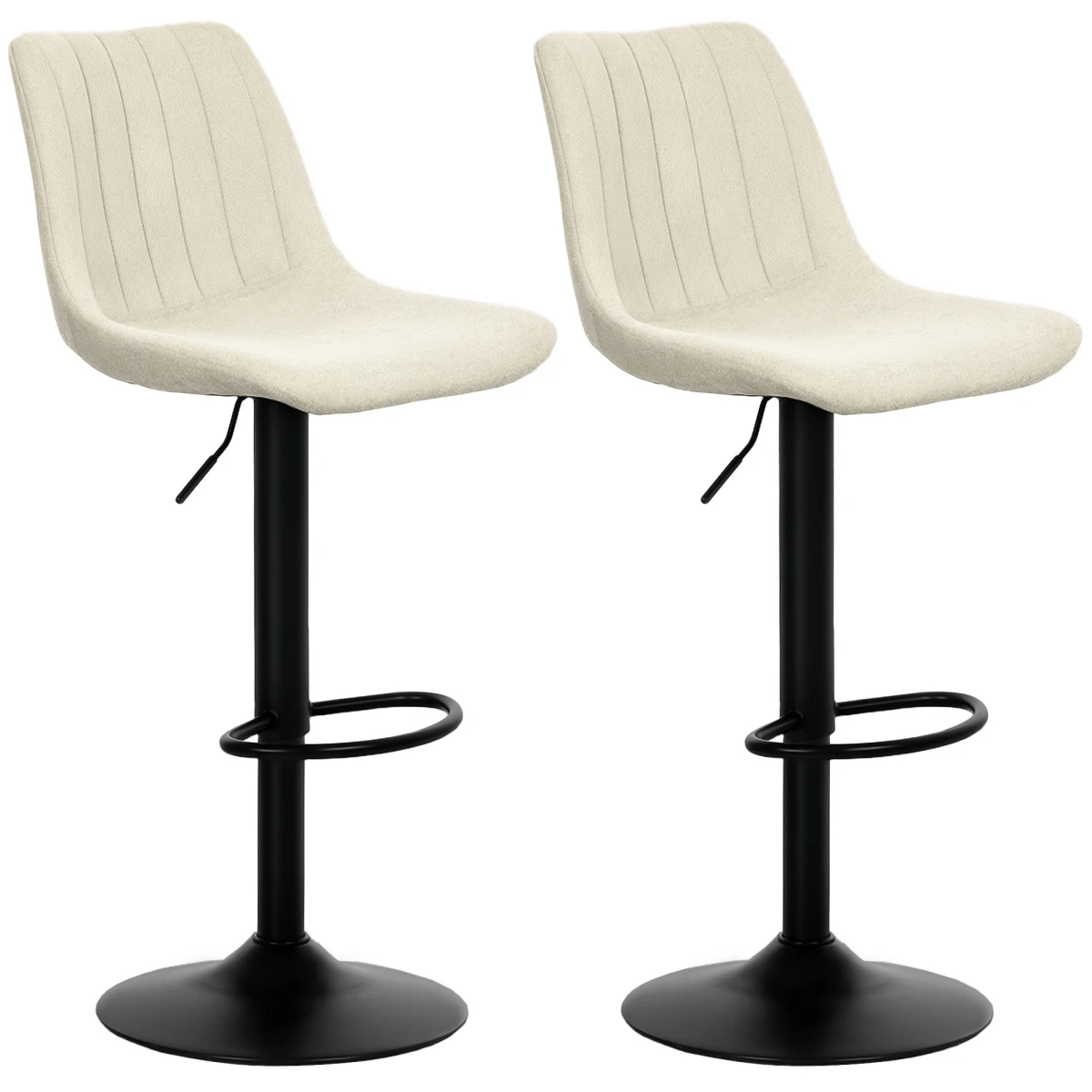 HOMCOM Bar Stools Set of 2 Adjustable Swivel Bar Chairs with Backrest -