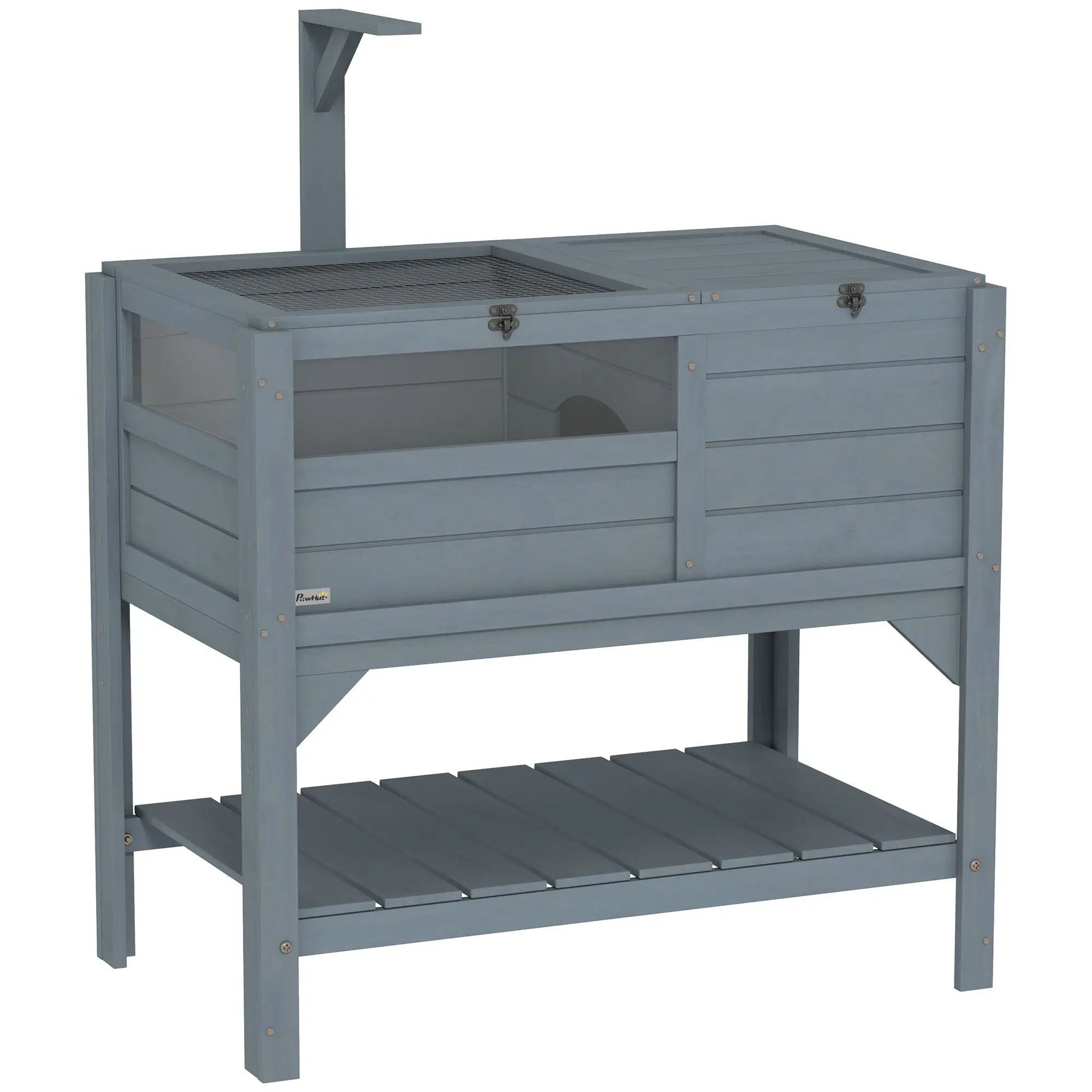 PawHut PawHut Wooden Rabbit Hutch, Small Animal House w/ Removable Tray, Openable Roof - Rabbit Hutch