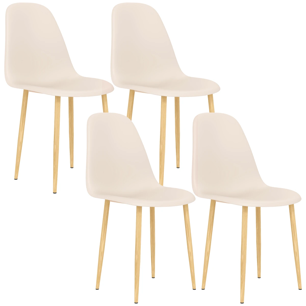 HOMCOM Modern Dining Chairs Set Standard Wooden Legs Home Dining - Accent Chair