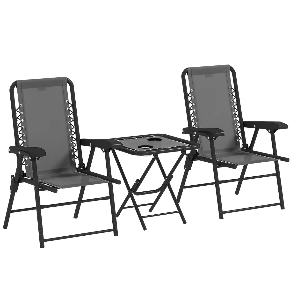 Outsunny Outdoor Three-Piece Folding Set - Portable Chairs & Table for Easy Storage - Garden Set