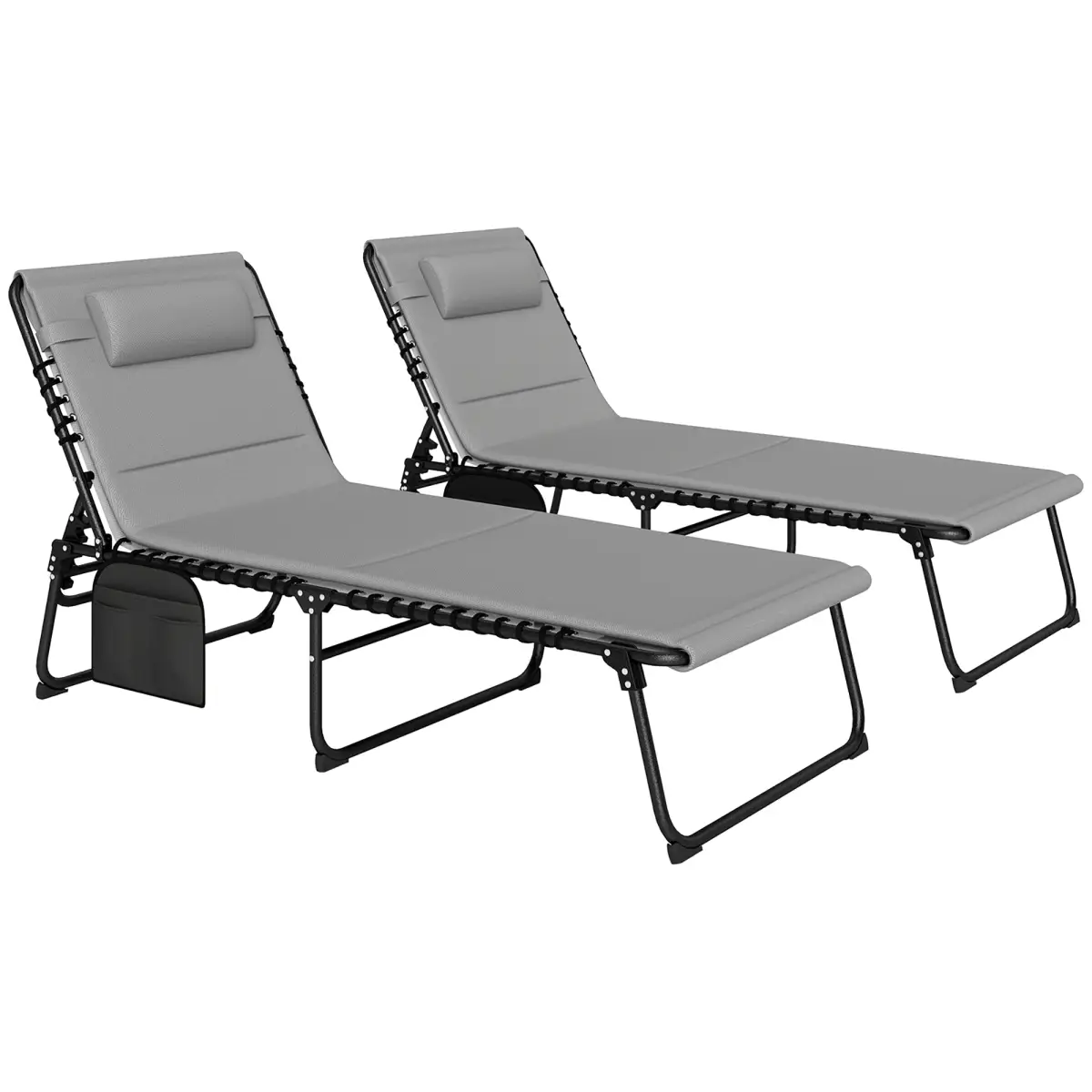 Outsunny Outsunny Folding Sun Loungers Set of 2, Reclining Sun Bed - Sun Lounger