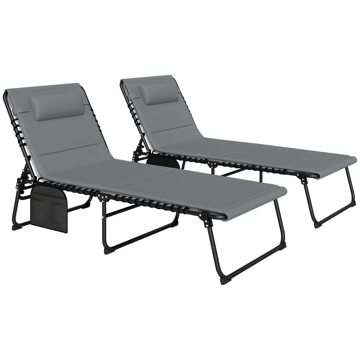 Outsunny Outsunny Folding Sun Loungers Set of 2, Reclining Sun Bed - Sun Lounger