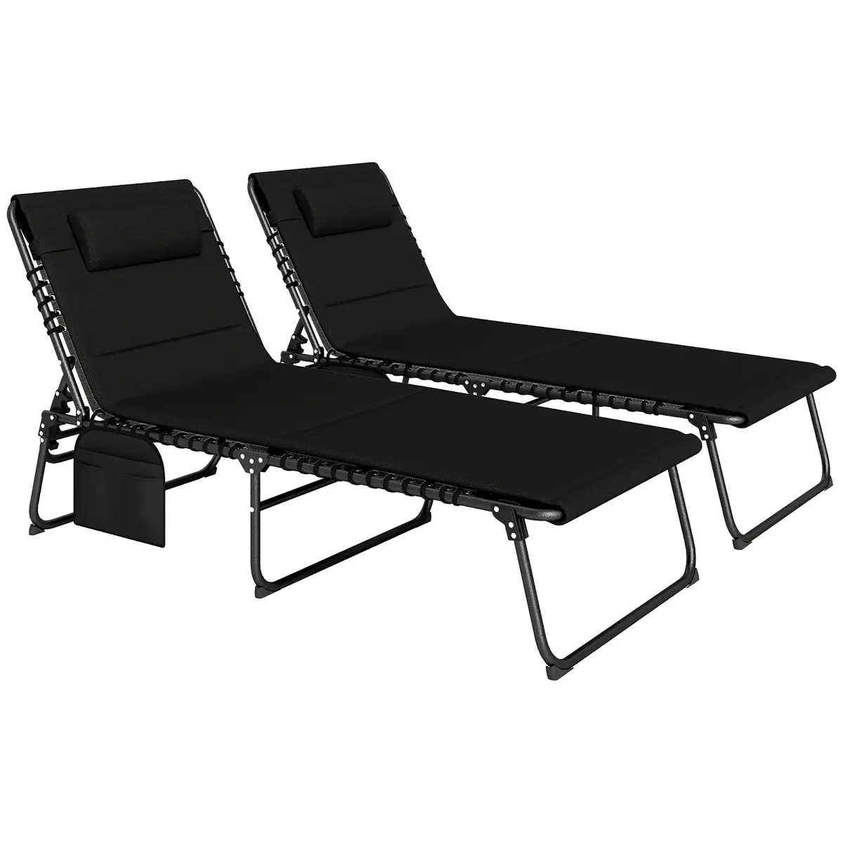 Outsunny Outsunny Folding Sun Loungers Set of 2, Reclining Sun Bed - Sun Lounger