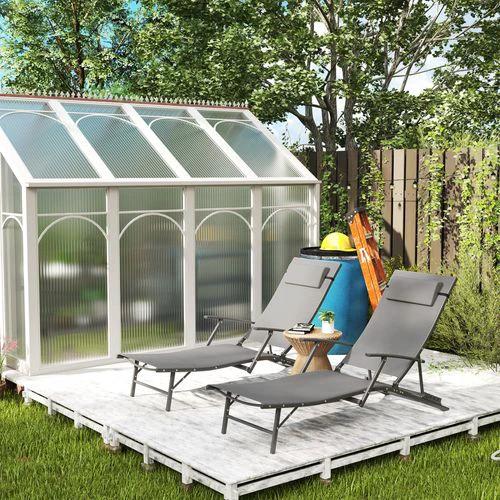 Outsunny Durable Adjustable Outdoor Recliner Chairs with Four-Level Backrest for Relaxing in the Garden or Patio - Sun Lounger