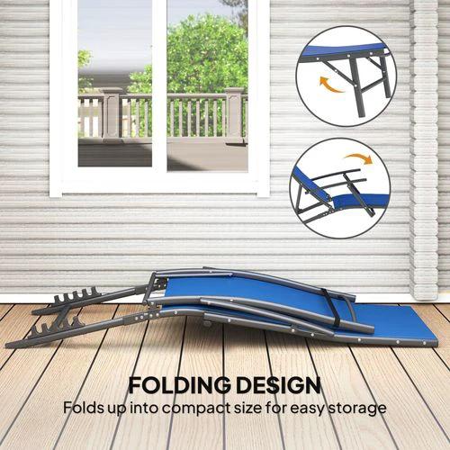 Outsunny Durable Adjustable Outdoor Recliner Chairs with Four-Level Backrest for Relaxing in the Garden or Patio - Sun Lounger