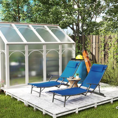 Outsunny Durable Adjustable Outdoor Recliner Chairs with Four-Level Backrest for Relaxing in the Garden or Patio - Sun Lounger