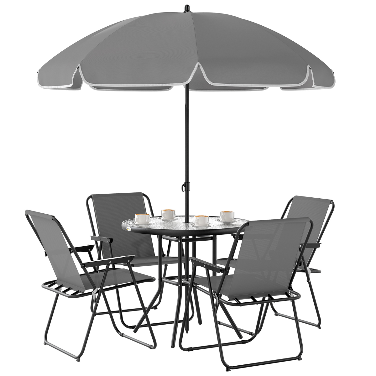 Outsunny Stylish Outdoor Dining Set with Parasol - Comfortable & Durable Garden Furniture - Garden Set