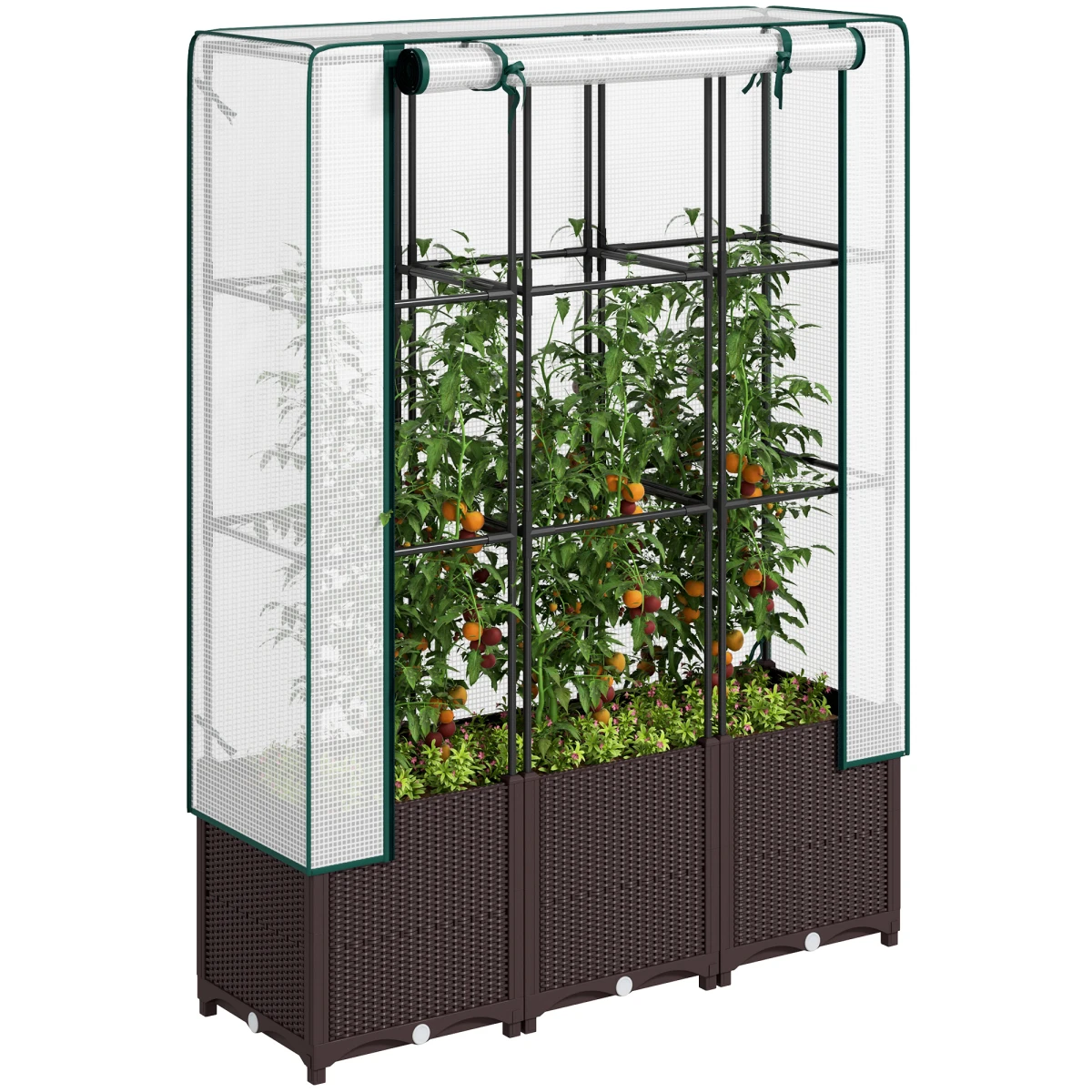 Outsunny Outsunny Plastic Planter with Trellis 80x40x140 cm Garden - Planters