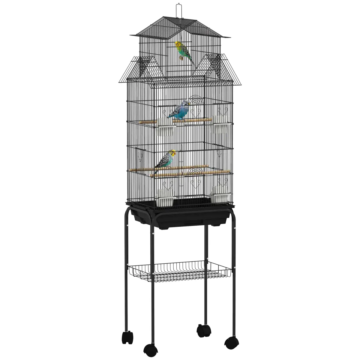 PawHut Metal Bird Cage with Spacious Design & Easy Access for Small Birds - Bird Cage