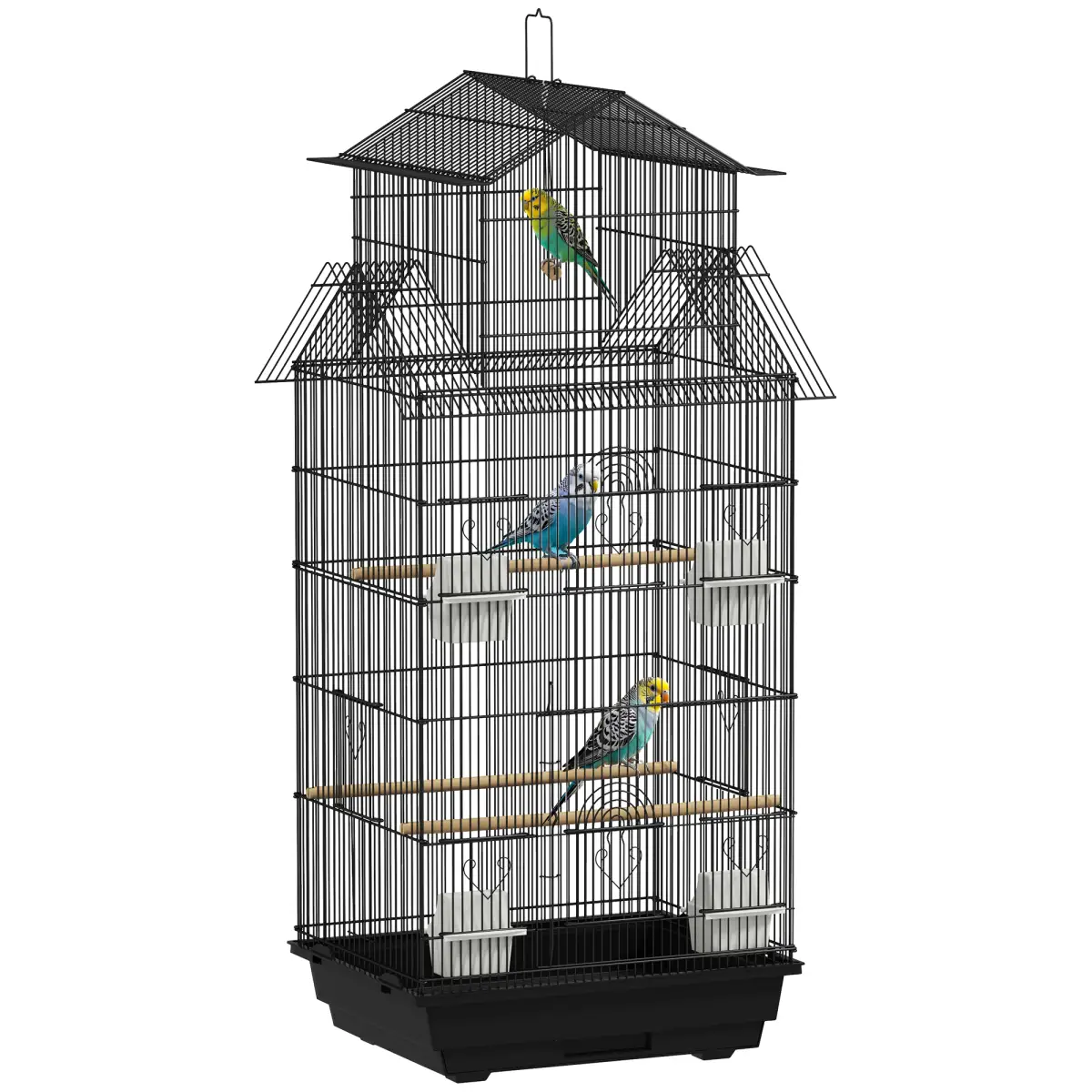 PawHut Metal Bird Cage with Spacious Design & Easy Access for Small Birds - Bird Cage