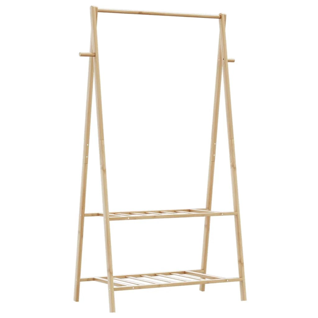 vidaXL VidaXL Clothes Rack With Shelves And Wheels 96x45.5x155.5 cm Bamboo For Home Organization - Wardrobe