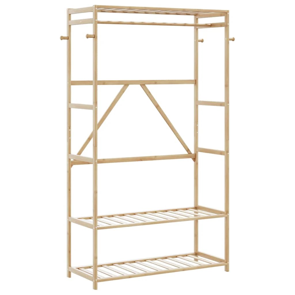 vidaXL vidaXL Clothes Rack With Shelves And Wheels 90x40x179.5 cm Bamboo For Home Organization - Wardrobe