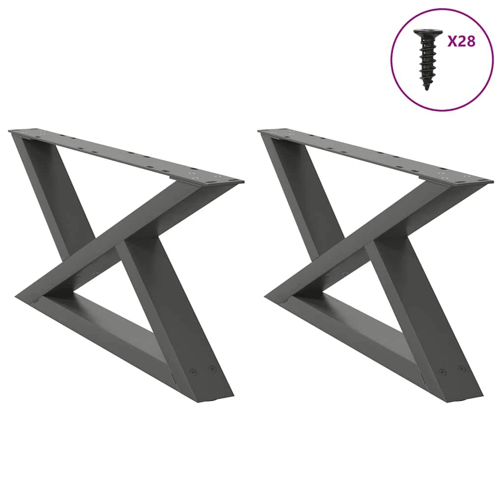 VidaXL Coffee Table Legs 40x(30-31.3) cm Powder-Coated Steel Black 2-Pcs For DIY Furniture by vidaXL