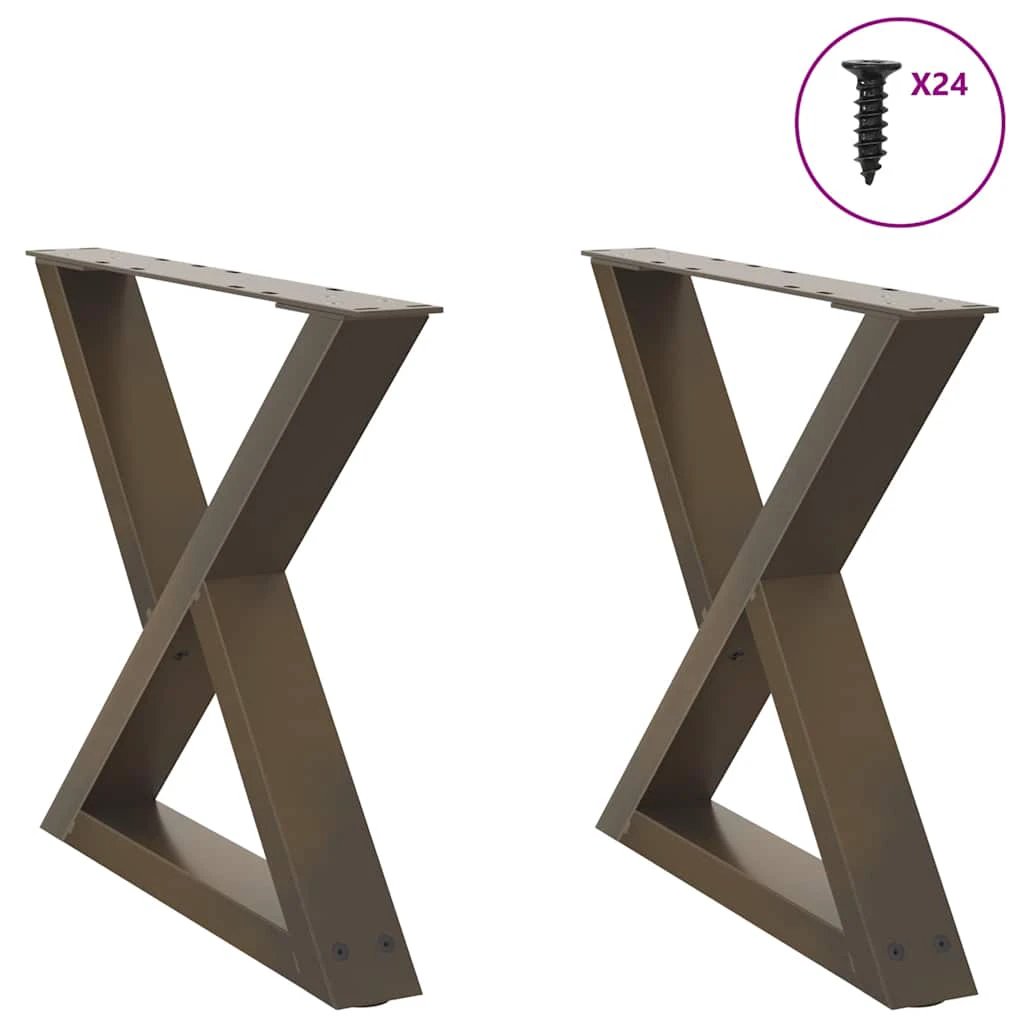 VidaXL Coffee Table Legs 40x(30-31.3) cm Powder-Coated Steel Black 2-Pcs For DIY Furniture by vidaXL