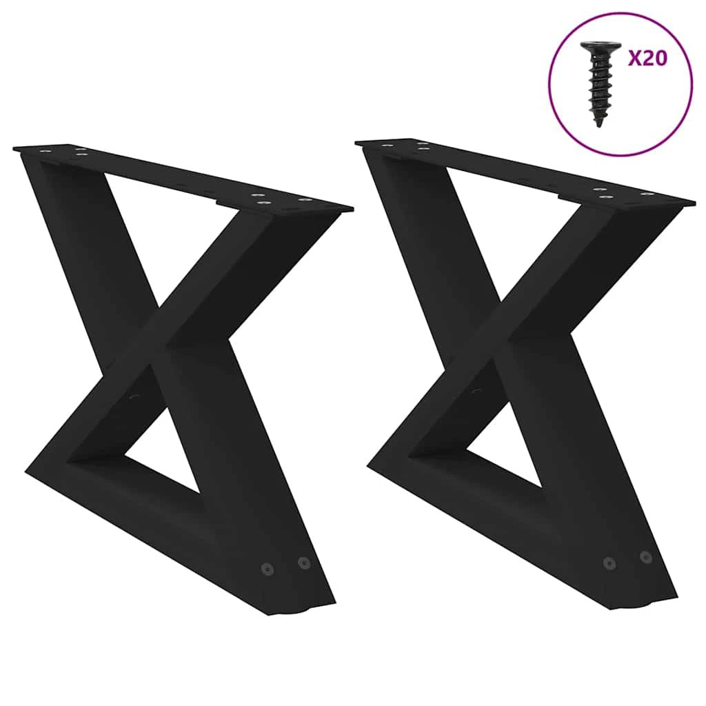 vidaXL VidaXL Coffee Table Legs 40x(30-31.3) cm Powder-Coated Steel Black 2-Pcs For DIY Furniture - Coffee Table