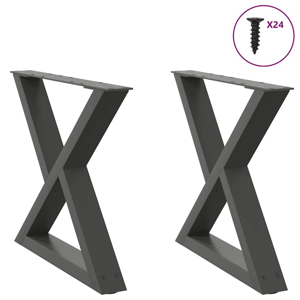 VidaXL Coffee Table Legs 40x(30-31.3) cm Powder-Coated Steel Black 2-Pcs For DIY Furniture by vidaXL