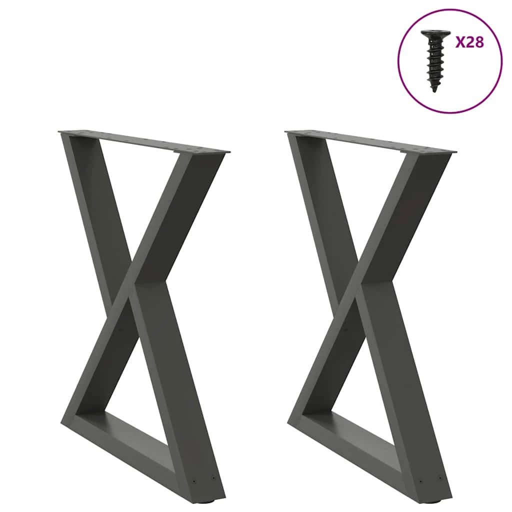 VidaXL Coffee Table Legs 40x(30-31.3) cm Powder-Coated Steel Black 2-Pcs For DIY Furniture by vidaXL