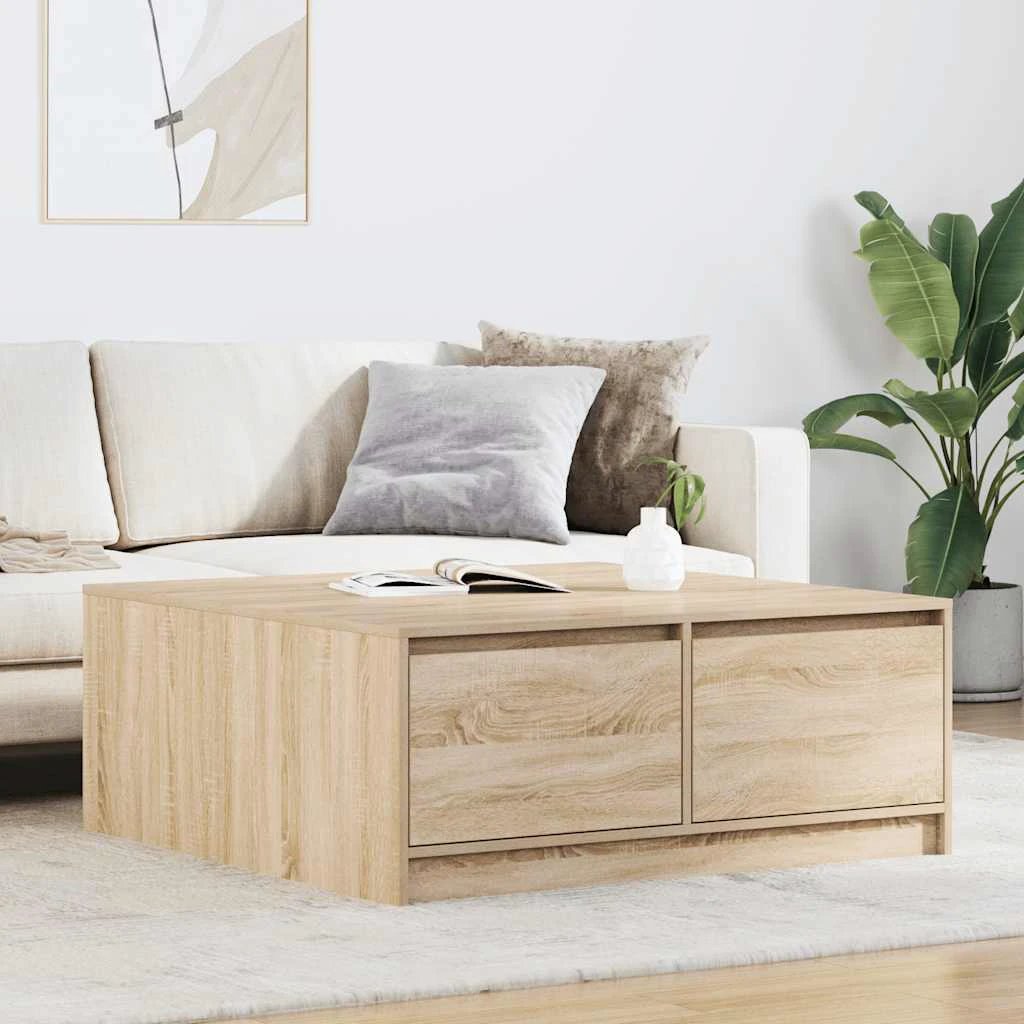 VidaXL Coffee Table 100x100x40 cm with Drawers Living Room by vidaXL