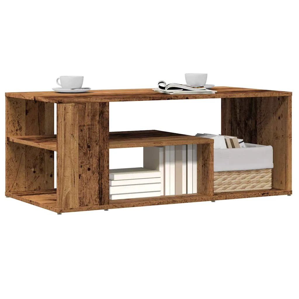 VidaXL Coffee Table 100x50x40 cm Engineered Wood Smoked Oak Open Shelf Living Room by vidaXL
