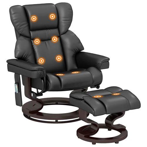 HOMCOM Massage Recliner Chair with Footstool and Adjustable Backrest for Ultimate Relaxation and Comfort - Recliner
