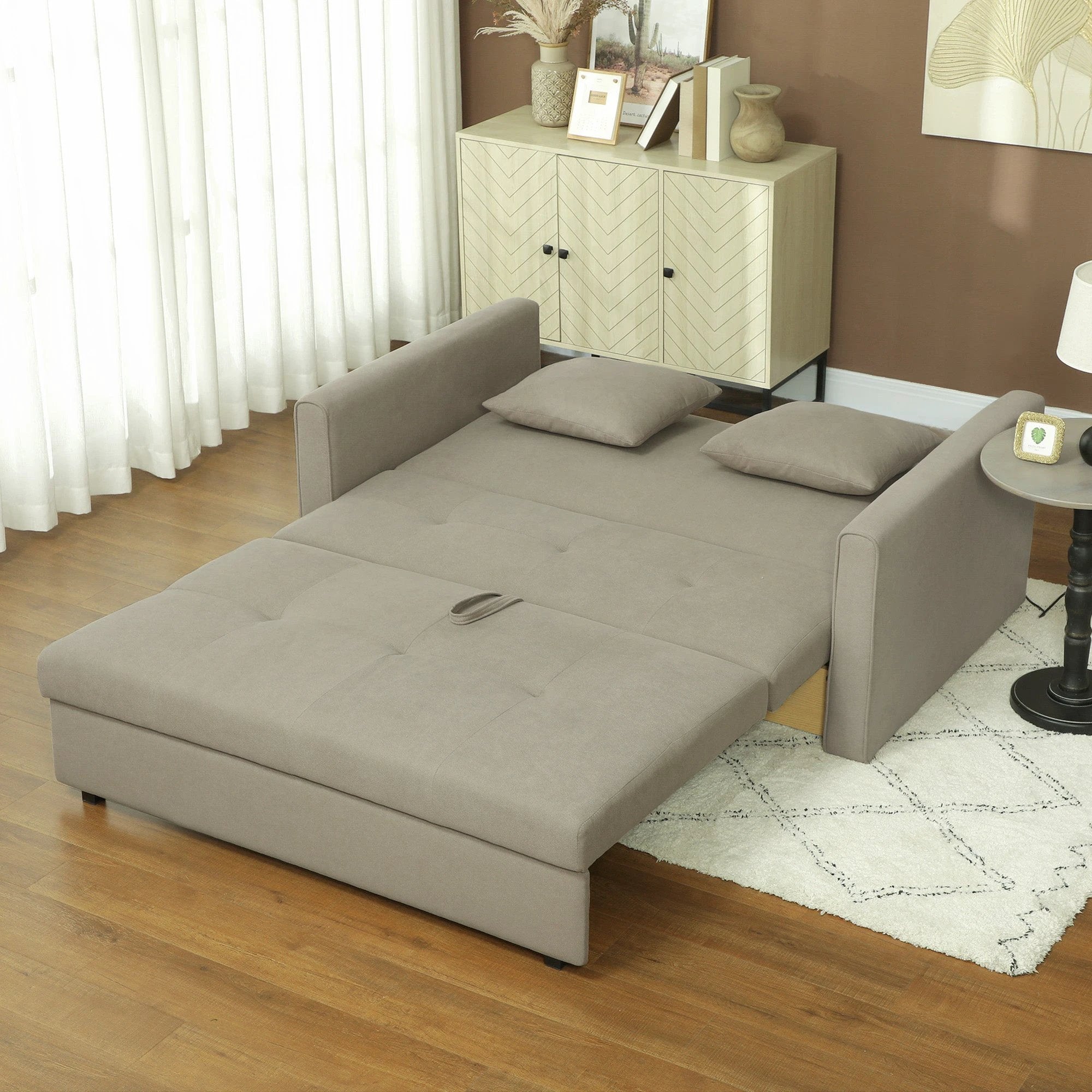 Premium Convertible Loveseat 60in Wide With Storage Office by HOMCOM
