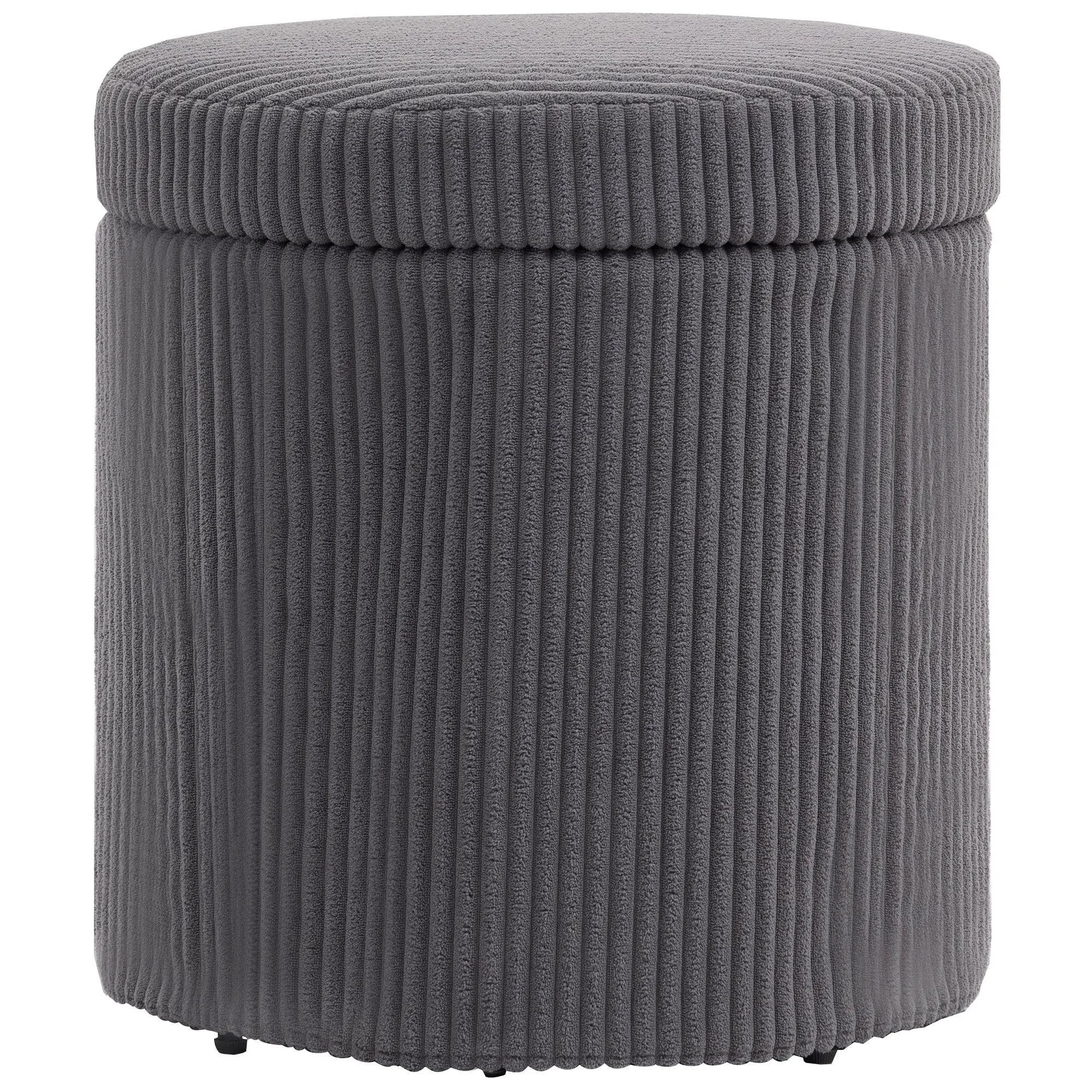 HOMCOM HOMCOM Round Storage Ottoman with Lid, Vanity Stool with Storage - Footstool