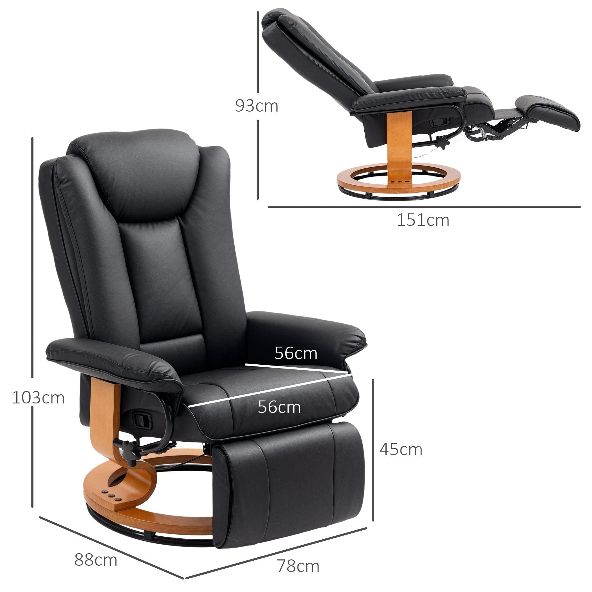 HOMCOM Reclining Armchair 135Degree Footrest LivingRoom by HOMCOM