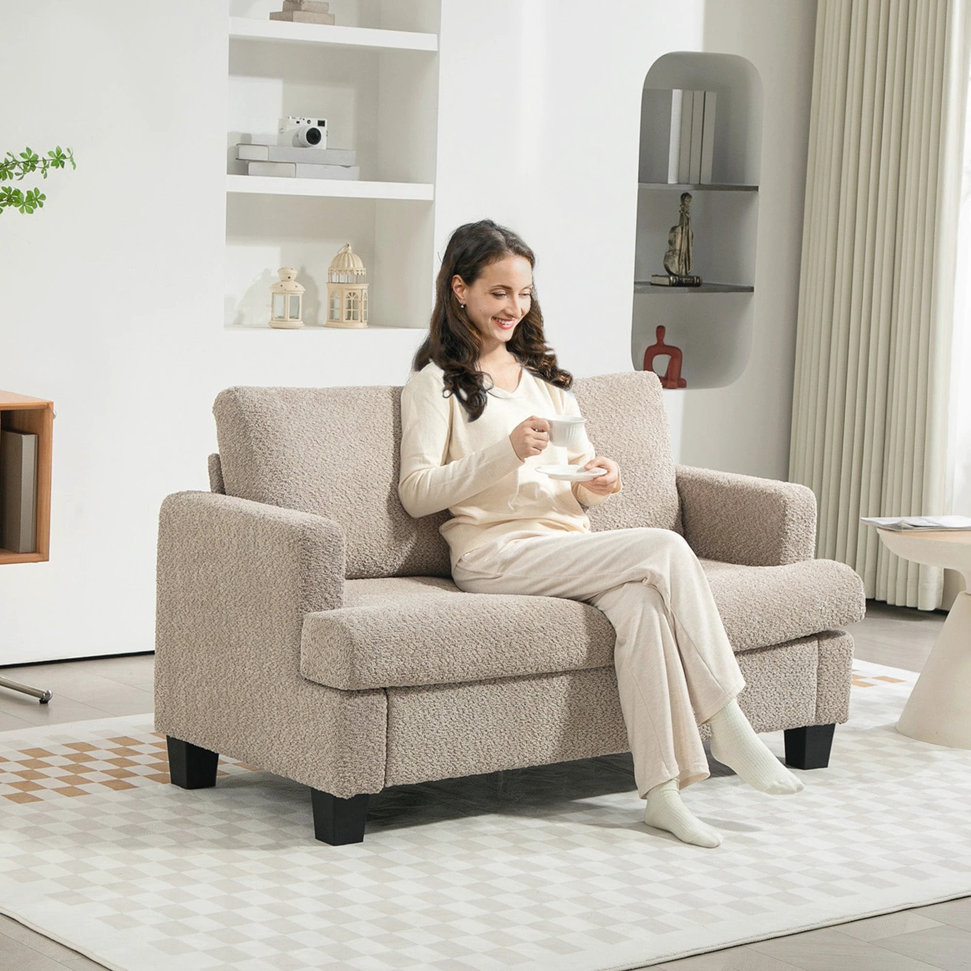 HOMCOM Chenille Loveseat 138 cm S Springs For Small Rooms - Sofa