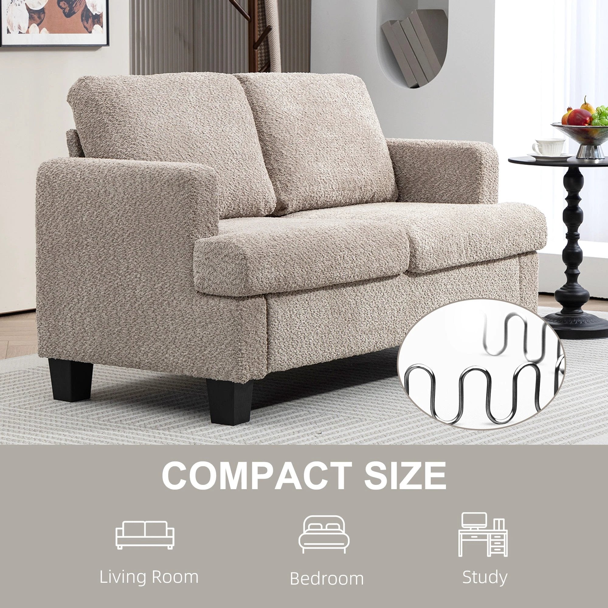 HOMCOM Chenille Loveseat 138 cm S Springs For Small Rooms - Sofa