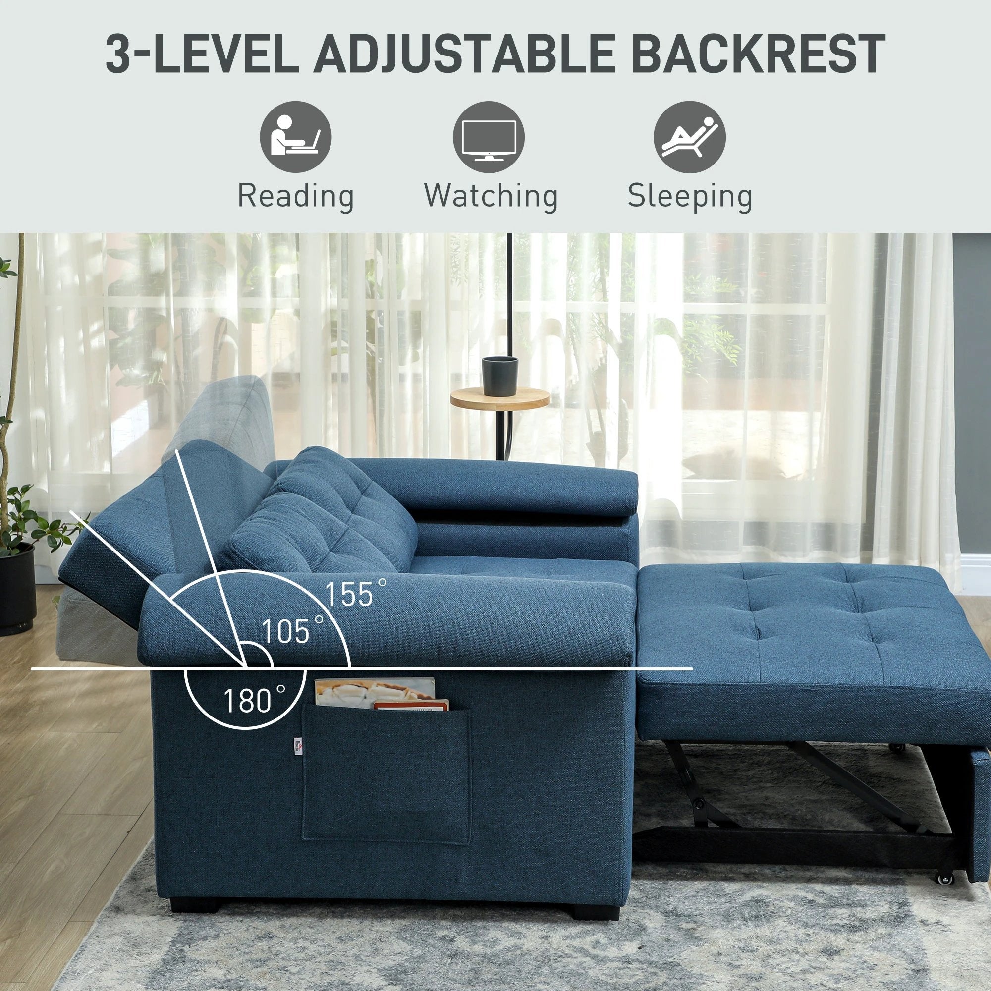 Homcom Sofa Bed Two Seater Click Clack For Living Room by HOMCOM