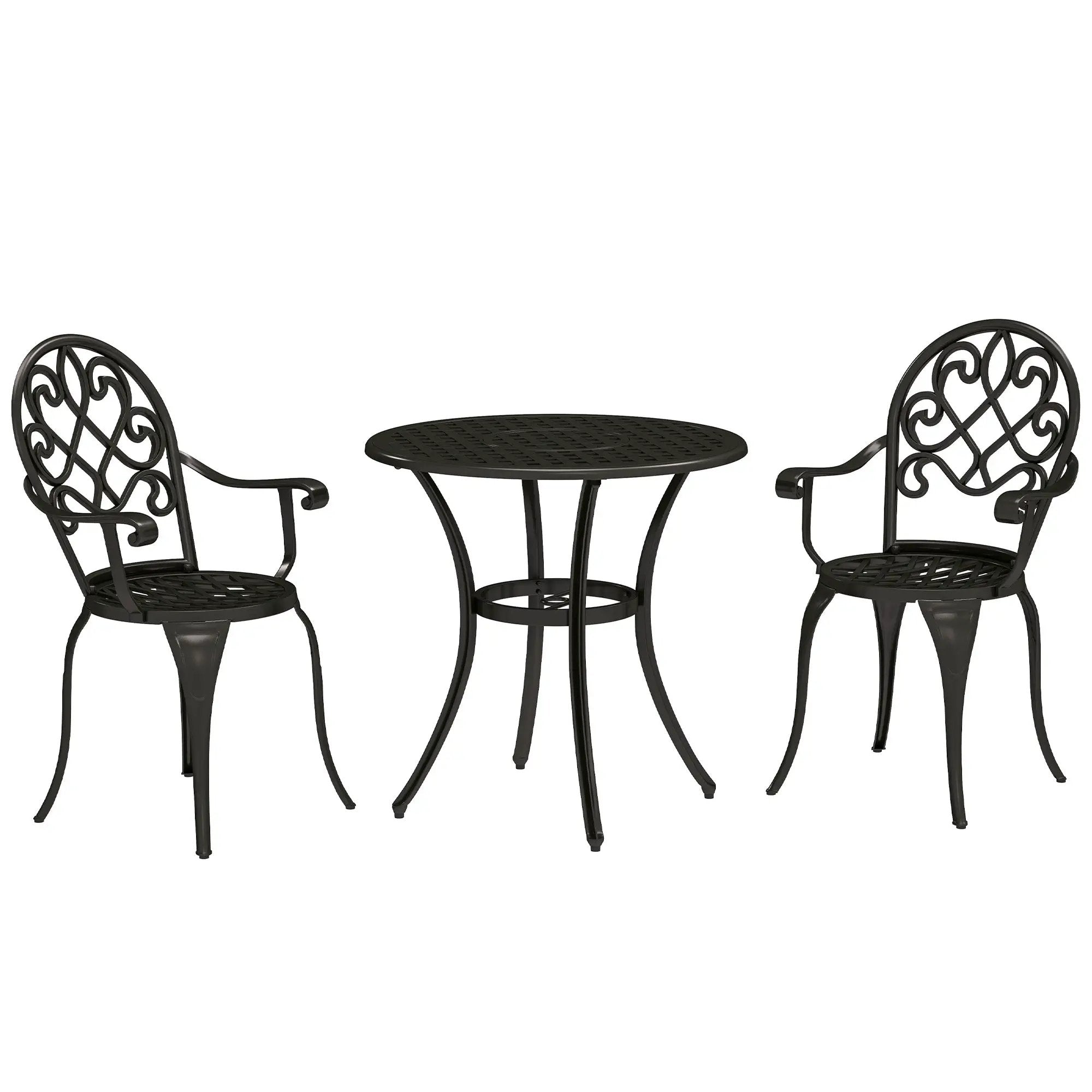 Outsunny Outsunny 3PCs Bistro Set, Aluminium Garden Table and Chairs - Bistro Sets