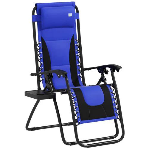 Outsunny Folding Recliner Chair with Cup Holder and Adjustable Position for Outdoor Relaxation by Outsunny