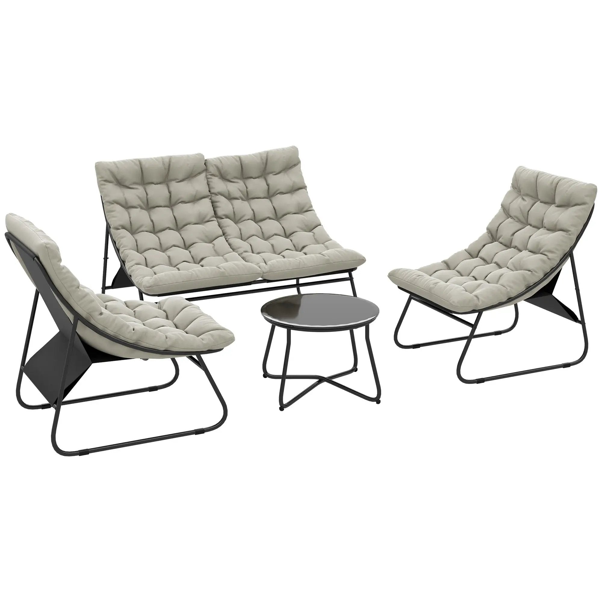 Outsunny Luxurious Grey Outdoor Sofa Set with Comfort & Style for Four People - Garden Sofa Sets