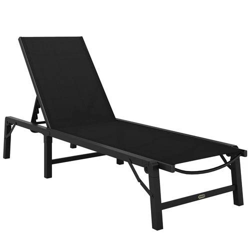 Outsunny Durable Folding Recliner Chair with Adjustable Recline for Outdoor Relaxation - Sun Lounger