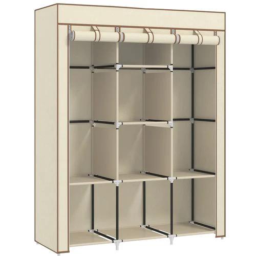 HOMCOM Fabric Portable Wardrobe 125x43x162.5 cm with 8 Shelves and 2 Hanging Rails Dust-Proof Storage for Home Organization by HOMCOM
