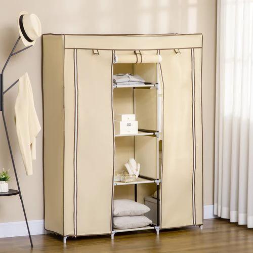 HOMCOM HOMCOM Fabric Portable Wardrobe 125x43x162.5 cm with 8 Shelves and 2 Hanging Rails Dust-Proof Storage for Home Organization - Wardrobe