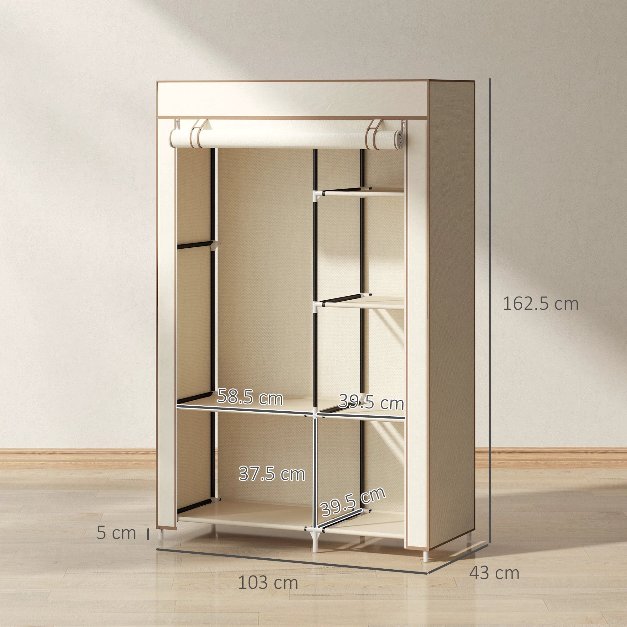 HOMCOM Fabric Wardrobe w/ Shelves Hanging Rail Foldable Closets by HOMCOM