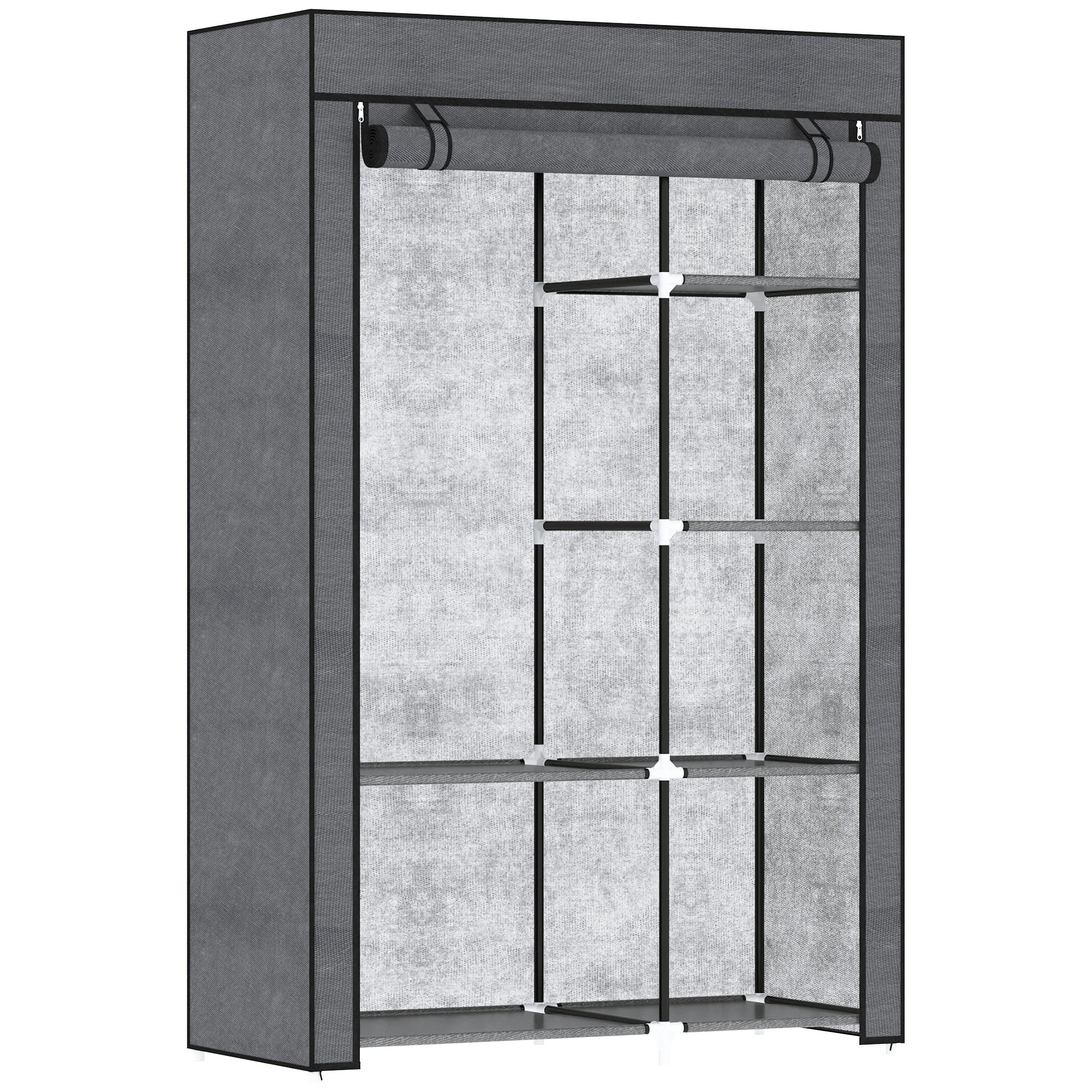 HOMCOM HOMCOM Fabric Wardrobe w/ Shelves Hanging Rail Foldable Closets -