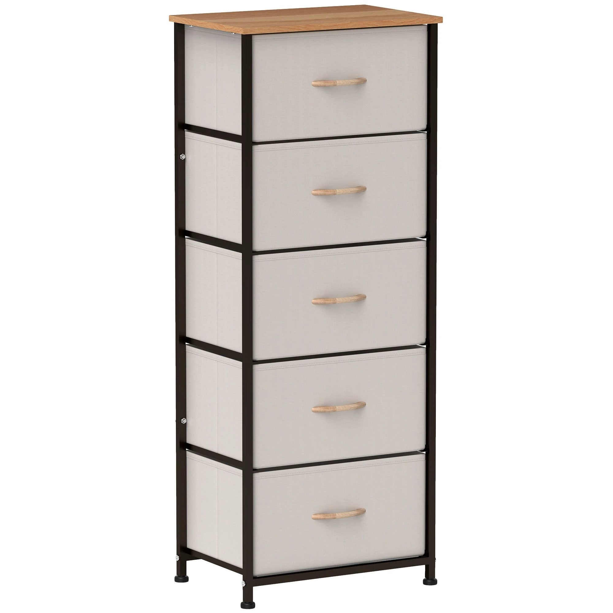 HOMCOM Five-Drawer Fabric Chest Wood-Top Entryway by HOMCOM