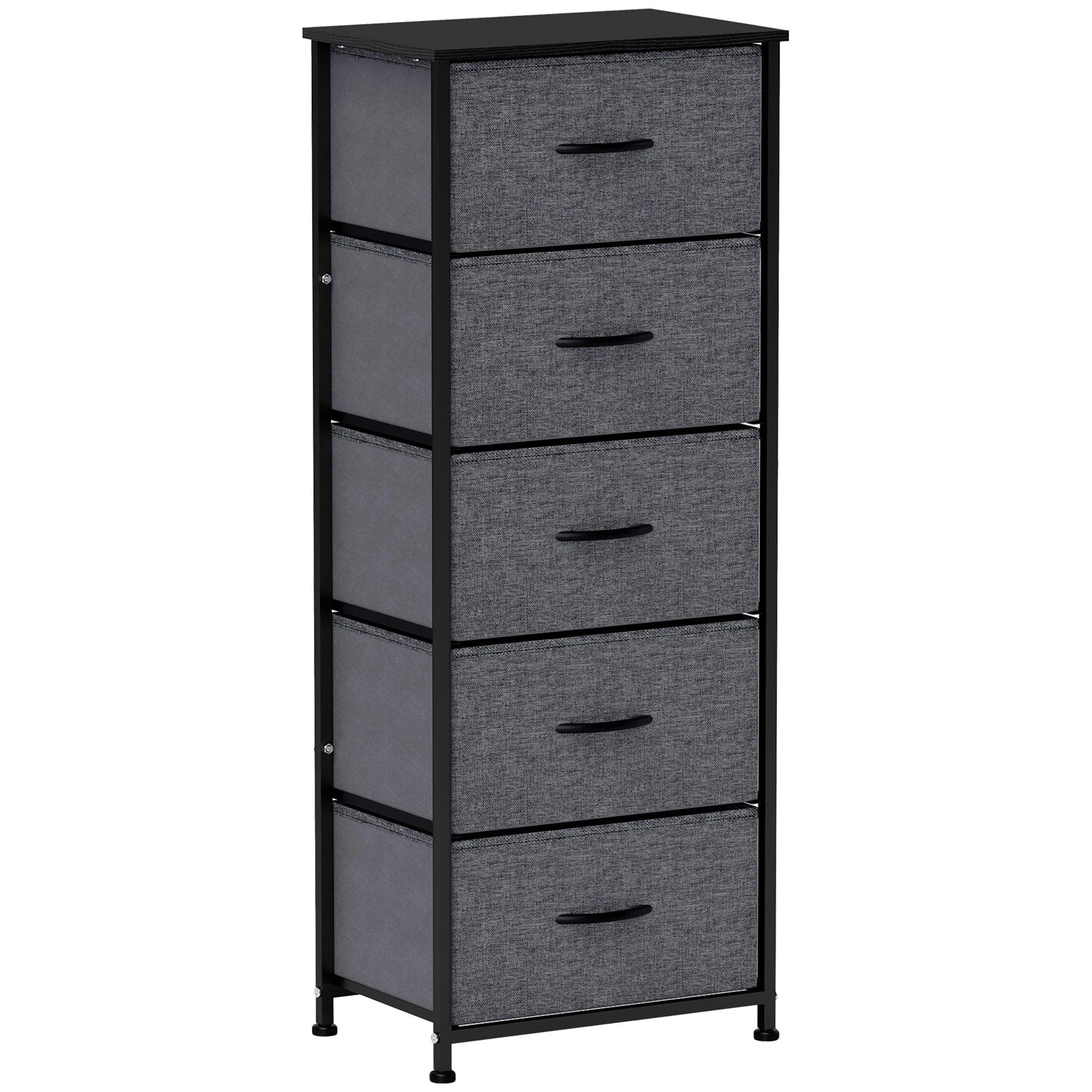 HOMCOM Five-Drawer Fabric Chest Wood-Top Entryway by HOMCOM