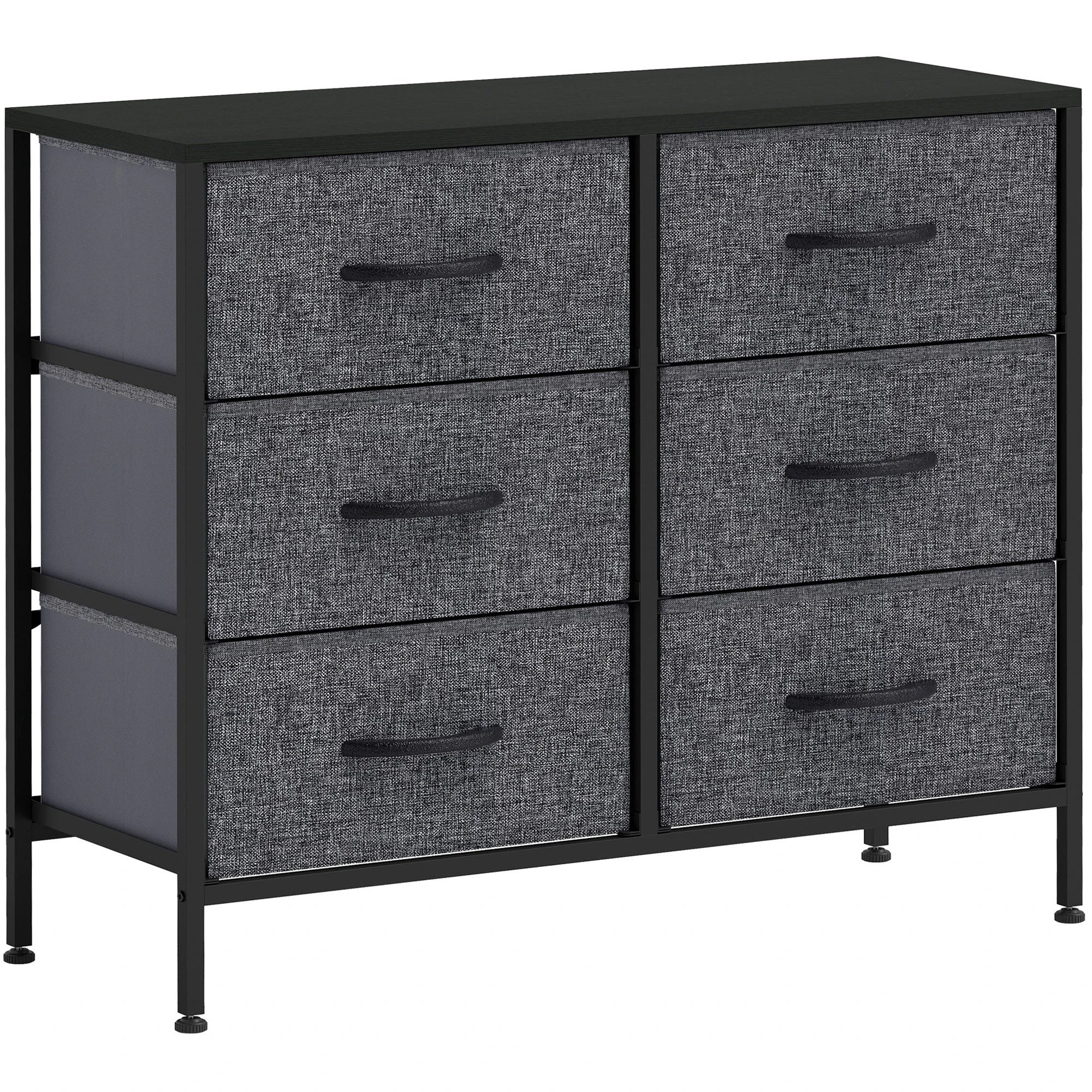 HOMCOM 6 Drawer Fabric Chest 80W Wood Top Hallway by HOMCOM