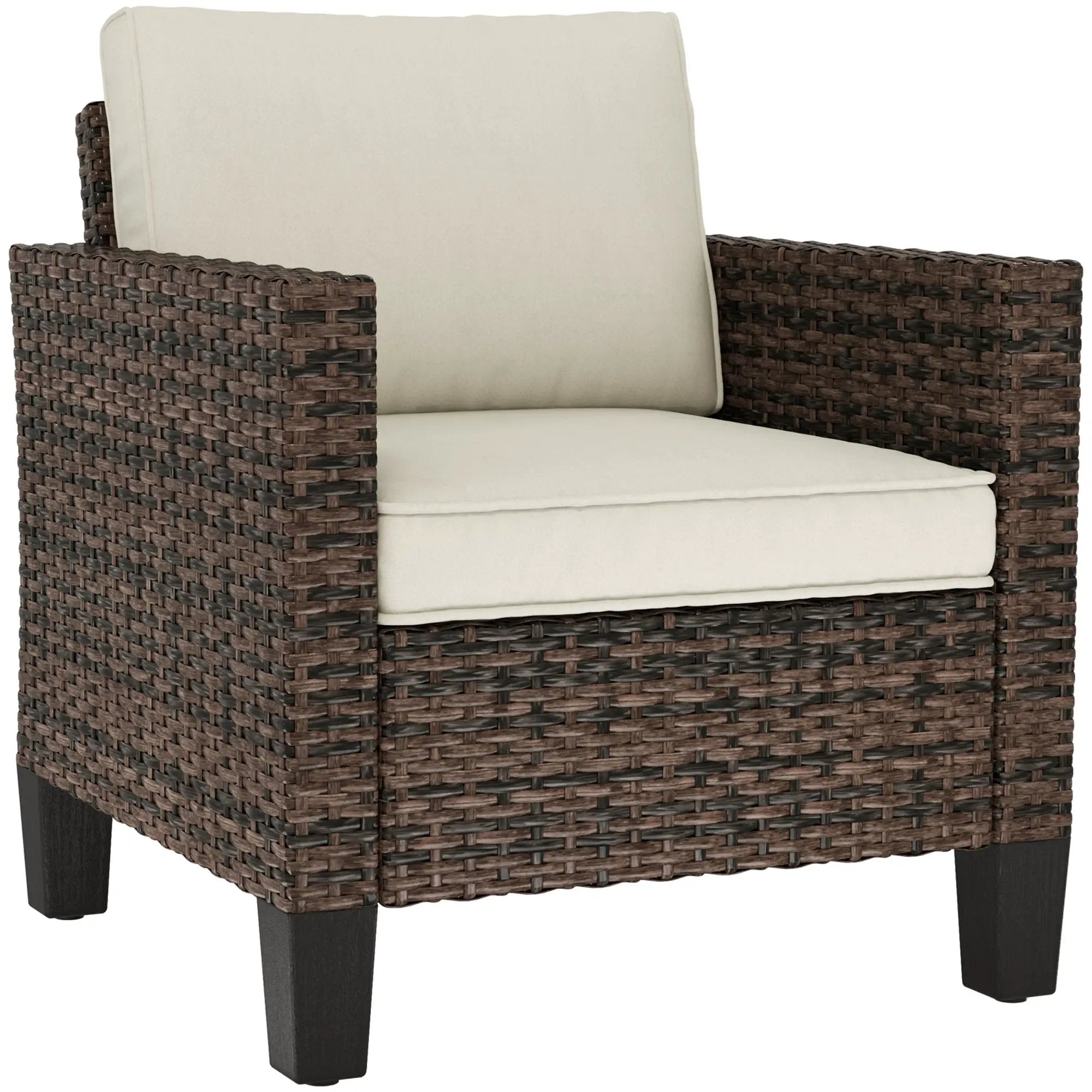 Outsunny Outsunny Single Rattan Chair, Garden Armchair with Cushions - Garden Chairs