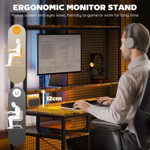 HOMCOM Computer Desk Home Office Desk with Monitor Stand by HOMCOM